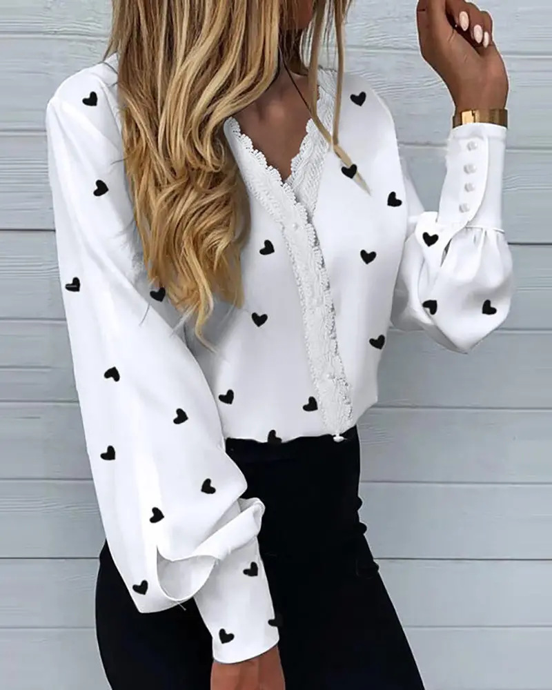 Sewing V - Blusa feminina manga comprida com decote
